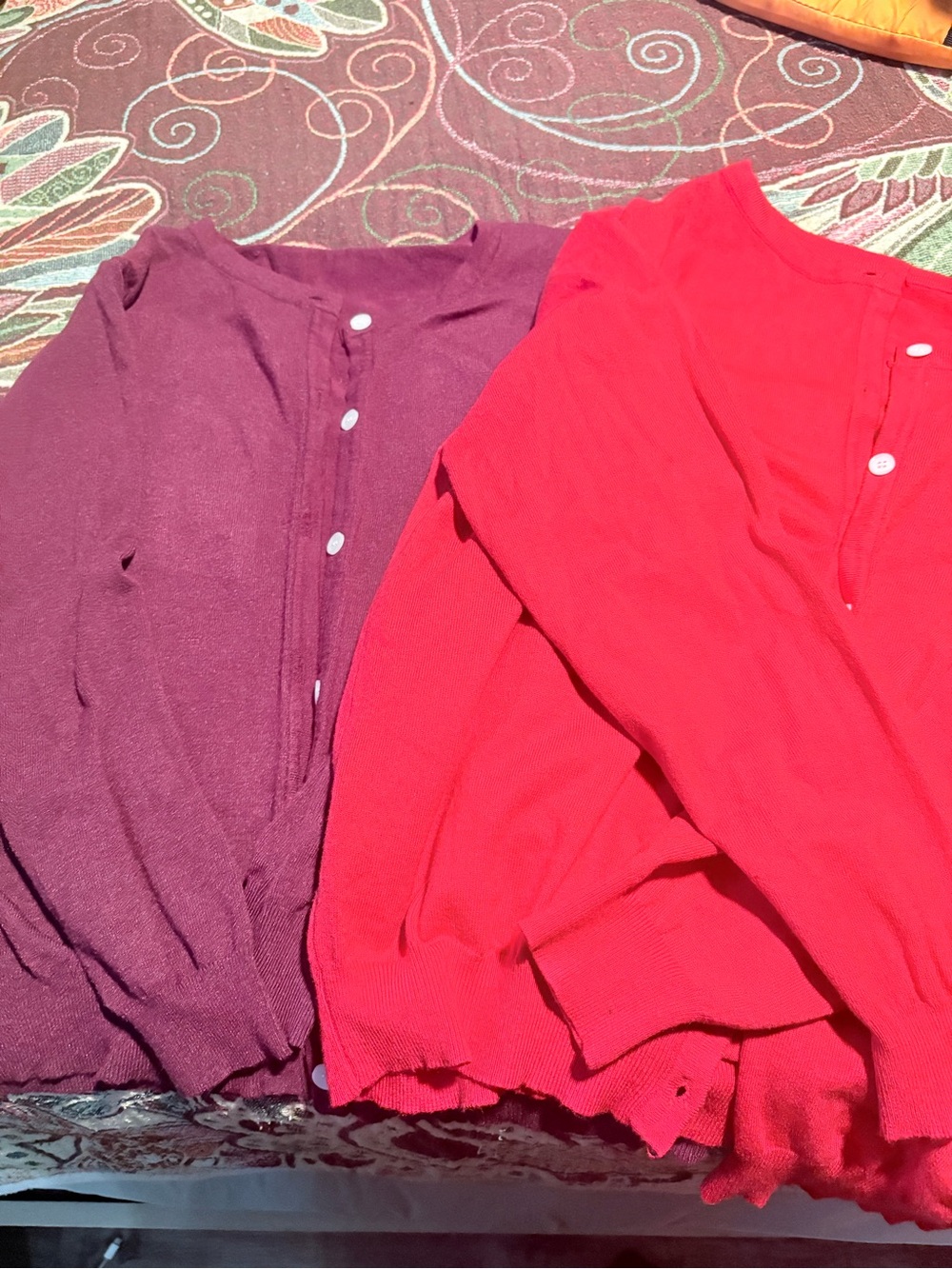 2 SHEIN Bright Red and burgundy Button-Up Knit Cardigan CURVE